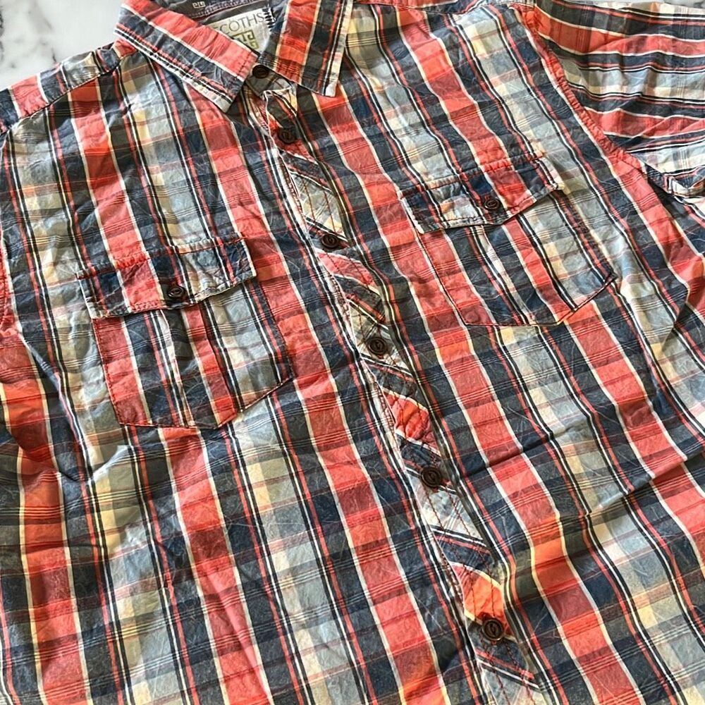 Ecoths Plaid Organic Cotton Button Front Shirt Mens XL